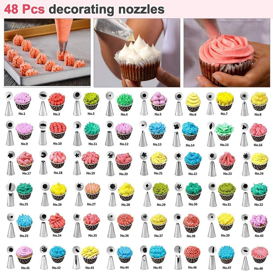 KOKSI 82-Piece Cake Decorating Set with Pastry Bags, Piping Nozzles, Icing Spatula, Smoother and More