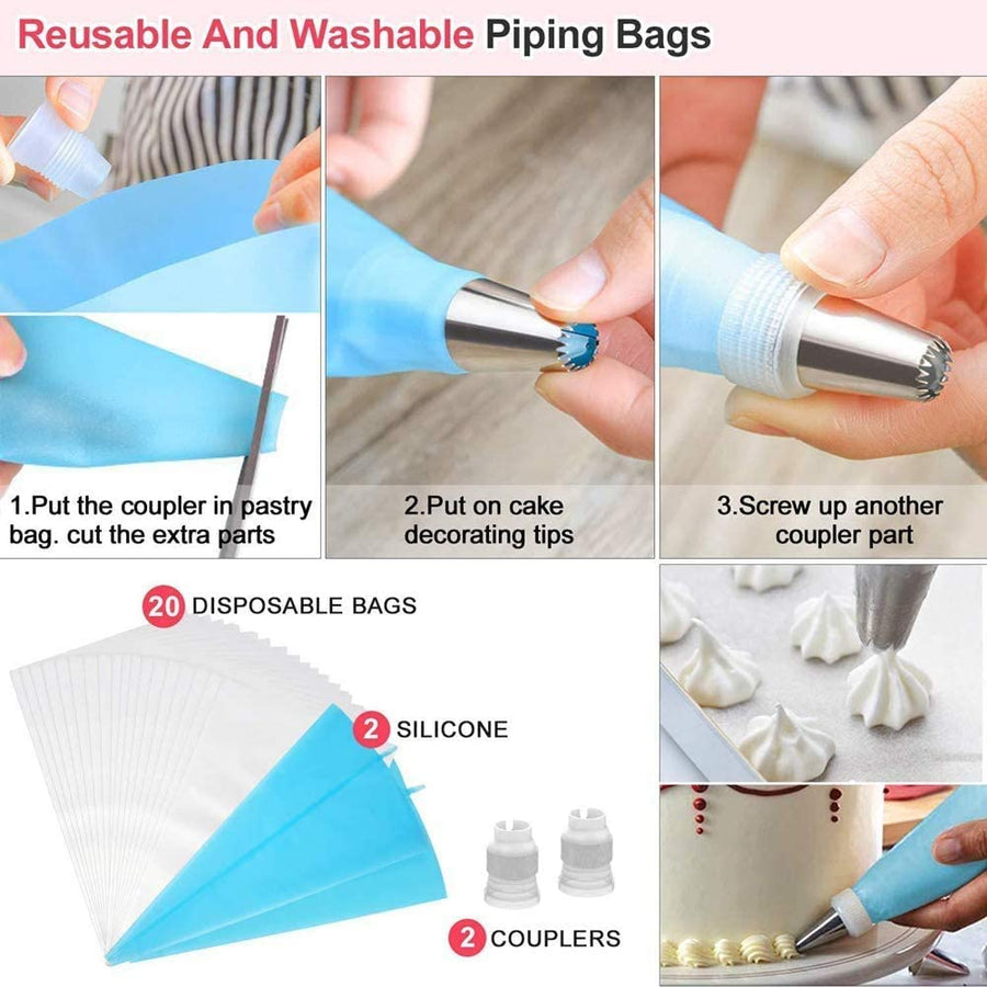 KOKSI 82-Piece Cake Decorating Set with Pastry Bags, Piping Nozzles, Icing Spatula, Smoother and More