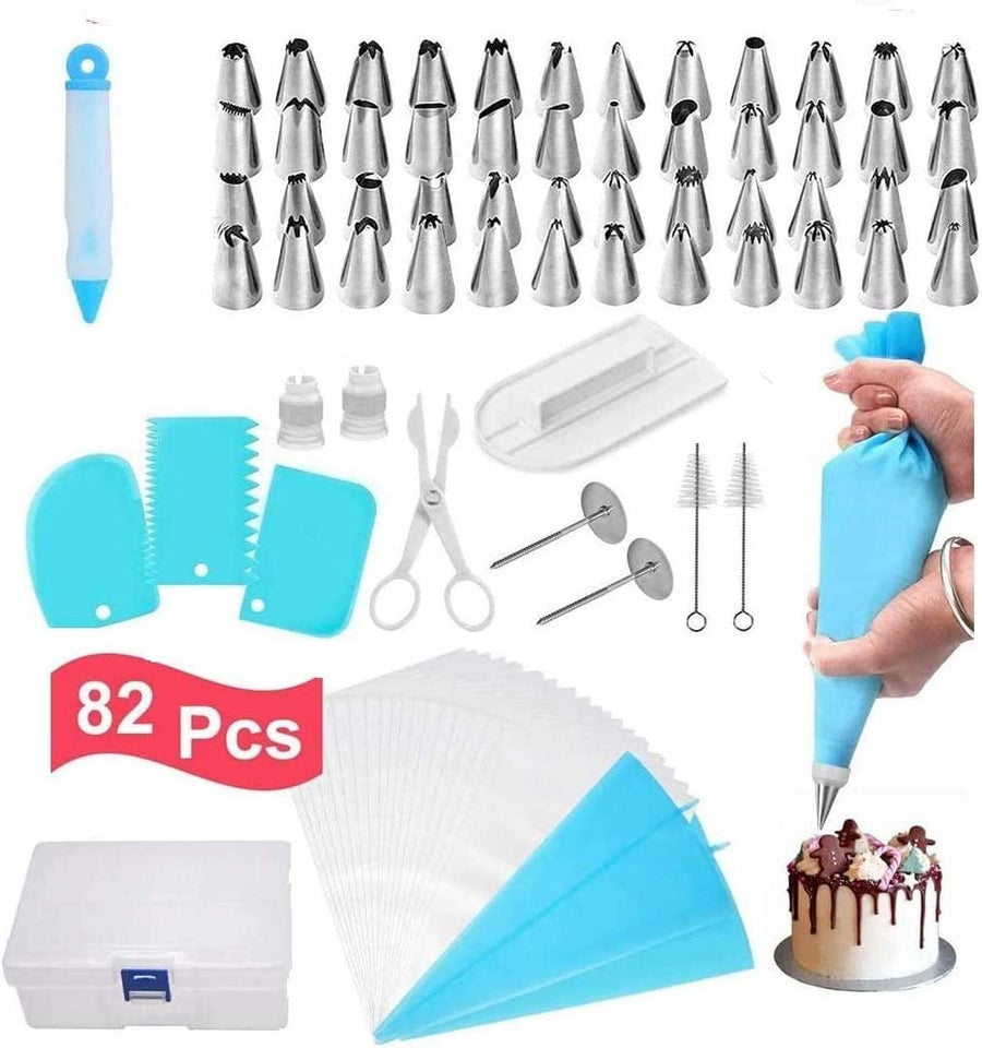 KOKSI 82-Piece Cake Decorating Set with Pastry Bags, Piping Nozzles, Icing Spatula, Smoother and More