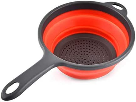 KOKSI Collapsible Silicone Colander with Handle Food Strainer Basket, BPA-Free