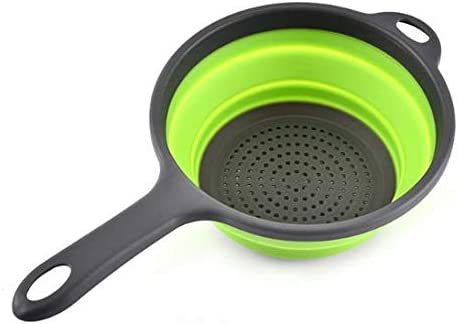 KOKSI Collapsible Silicone Colander with Handle Food Strainer Basket, BPA-Free