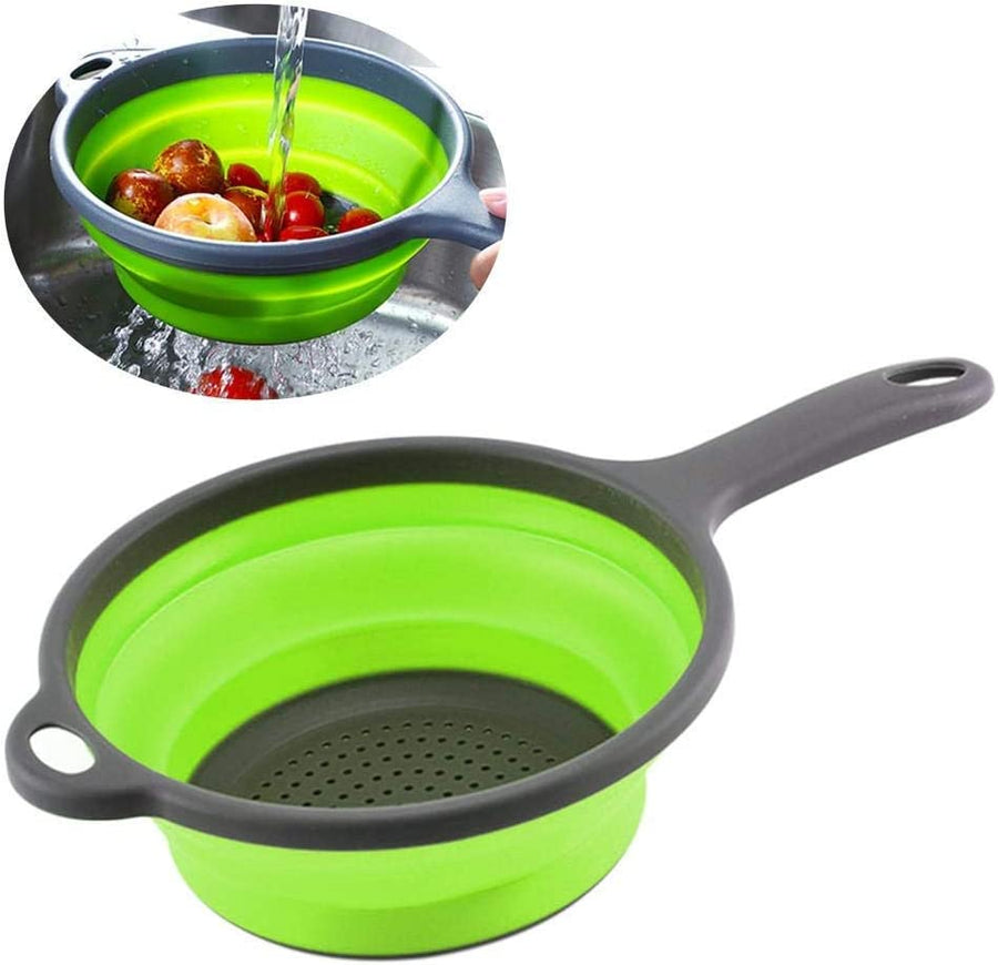 KOKSI Collapsible Silicone Colander with Handle Food Strainer Basket, BPA-Free