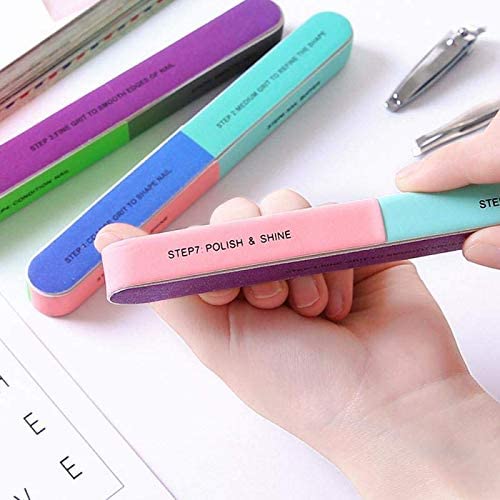 Nail File Six-Sided Polishing Sandpaper Sanding Blocks Board Nail Buffer Manicure Tool for Nail Grooming Styling Nail Care Manicure Polisher, 7-in-1