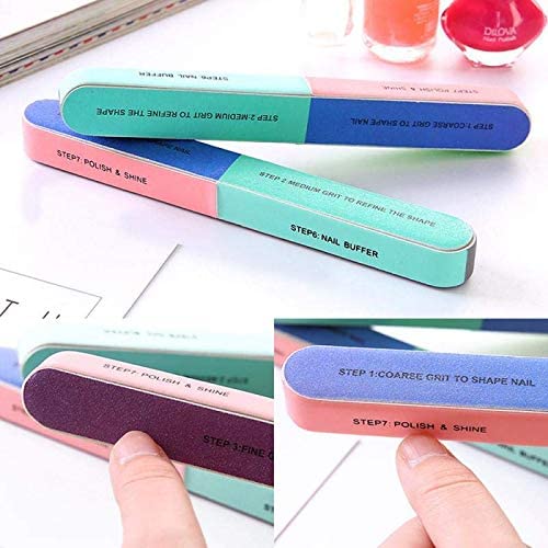 Nail File Six-Sided Polishing Sandpaper Sanding Blocks Board Nail Buffer Manicure Tool for Nail Grooming Styling Nail Care Manicure Polisher, 7-in-1