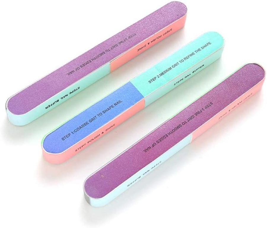 Nail File Six-Sided Polishing Sandpaper Sanding Blocks Board Nail Buffer Manicure Tool for Nail Grooming Styling Nail Care Manicure Polisher, 7-in-1