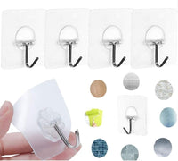 Self-Adhesive Removable Wall Hooks, Waterproof, Heavy Duty Hangers Holds up to 6kg (4-Pack)