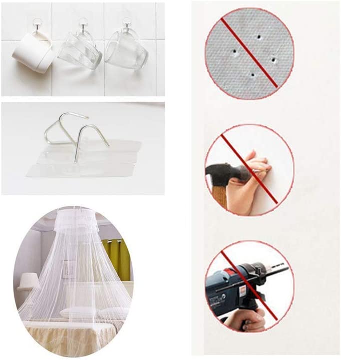 Self-Adhesive Removable Wall Hooks, Waterproof, Heavy Duty Hangers Holds up to 6kg (4-Pack)