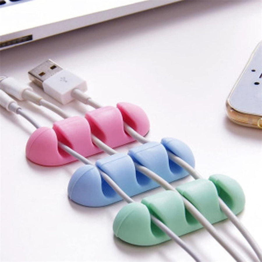 Self Stick Adhesive Cable Holder Wire Wrap Rack Organizer Table Desk Cord Winder Collector Headphone Headset, Pack of 2