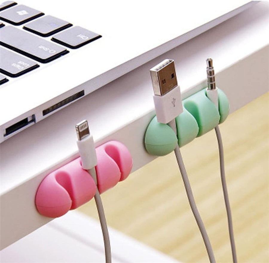 Self Stick Adhesive Cable Holder Wire Wrap Rack Organizer Table Desk Cord Winder Collector Headphone Headset, Pack of 2