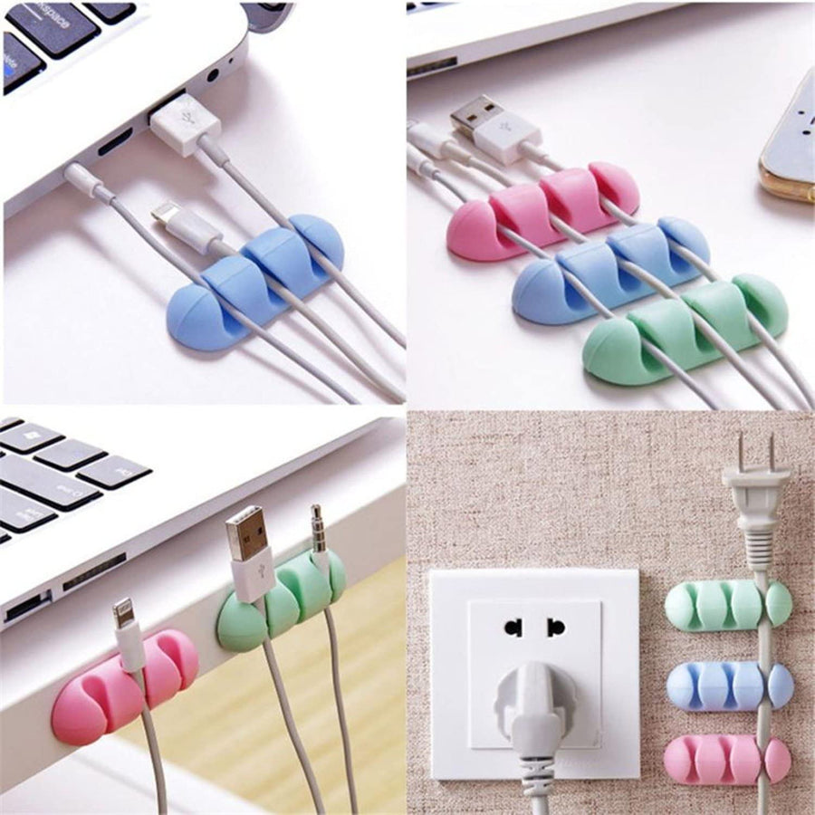 Self Stick Adhesive Cable Holder Wire Wrap Rack Organizer Table Desk Cord Winder Collector Headphone Headset, Pack of 2
