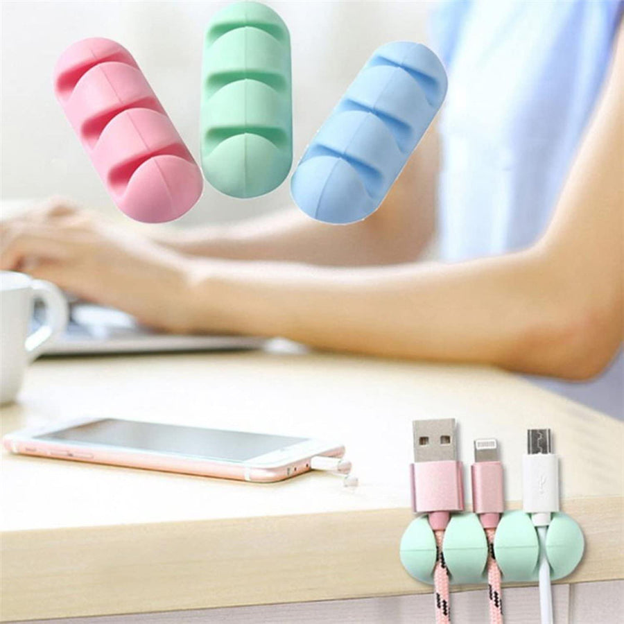 Self Stick Adhesive Cable Holder Wire Wrap Rack Organizer Table Desk Cord Winder Collector Headphone Headset, Pack of 2